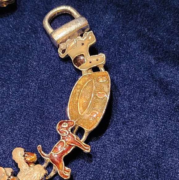 Vintage Gold and Red Enamel Charm Bracelet - Picture 5 of 7